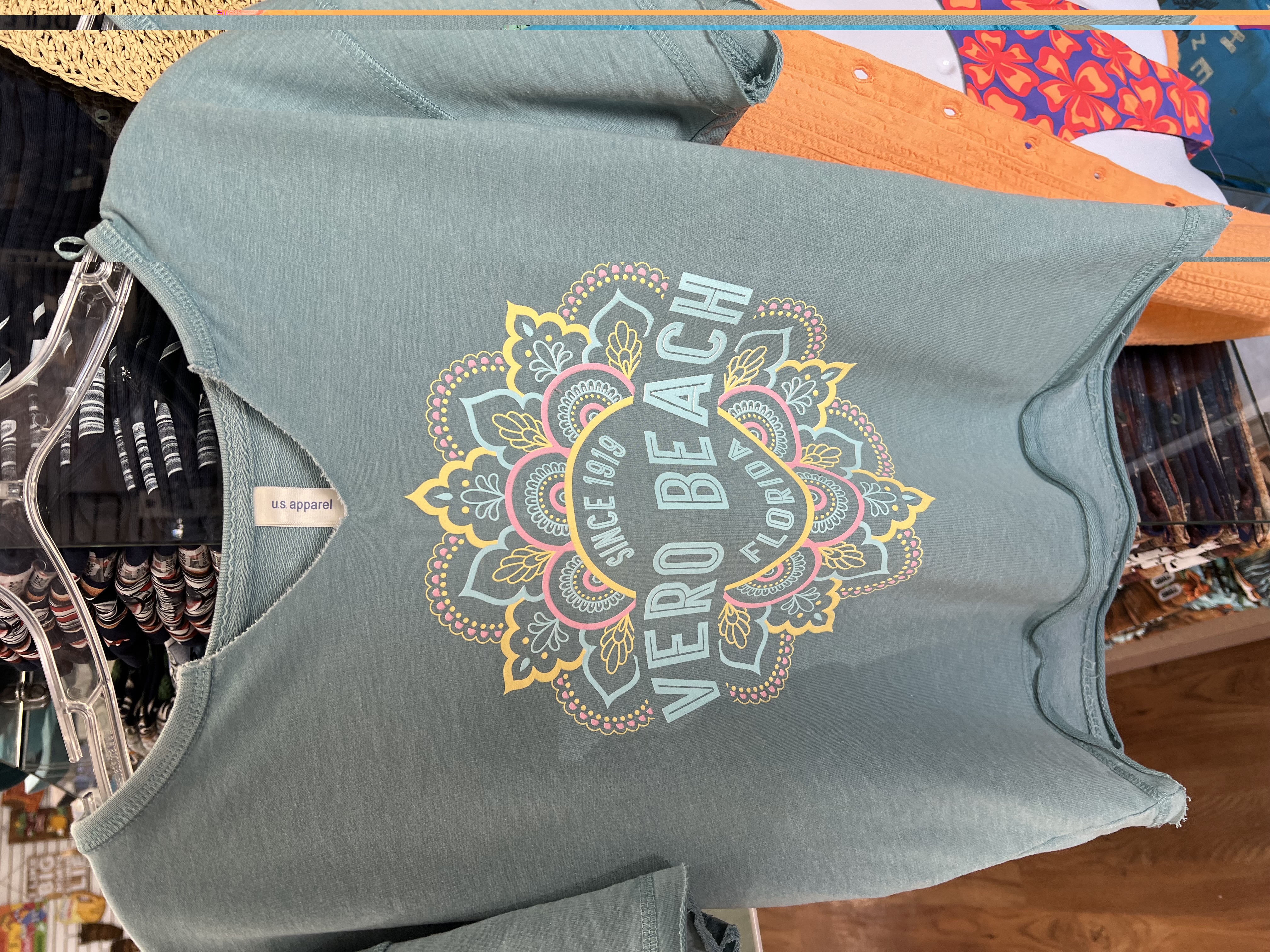 Sherry Ladies Vero Beach Mandala Raw Edged Crop Tee