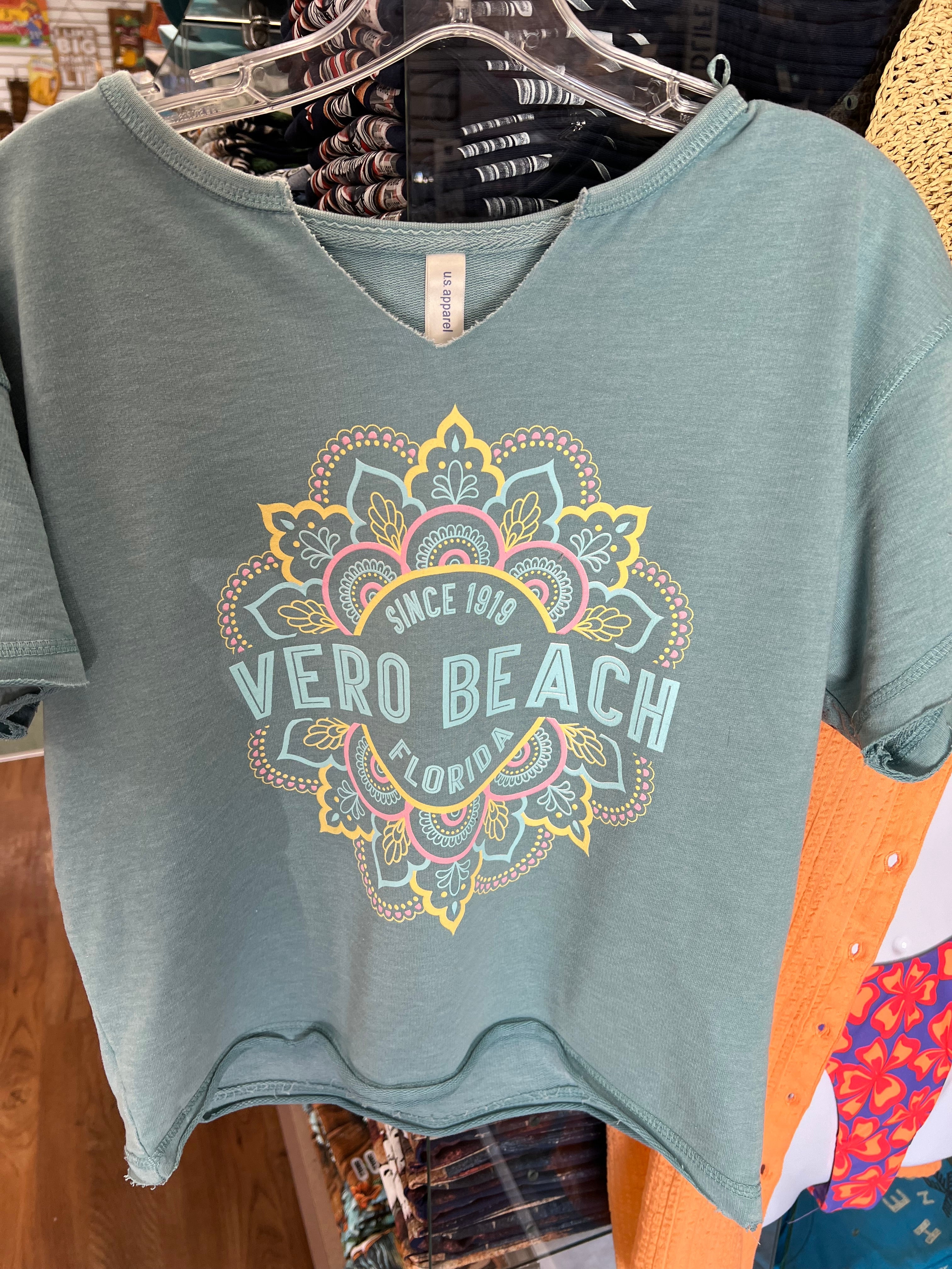 Sherry Ladies Vero Beach Mandala Raw Edged Crop Tee