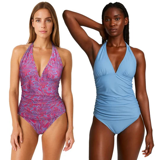 Swimsuit Station Womens V Neck Halter Tankini Set