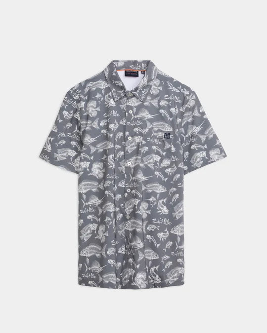 Salt Life Men's Fish N Bone SS Button/Collar Shirt