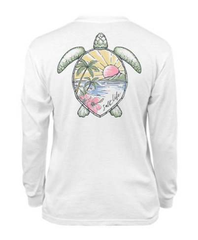 Salt Life Sunset Turtle Womens LS SLX Performance Tee