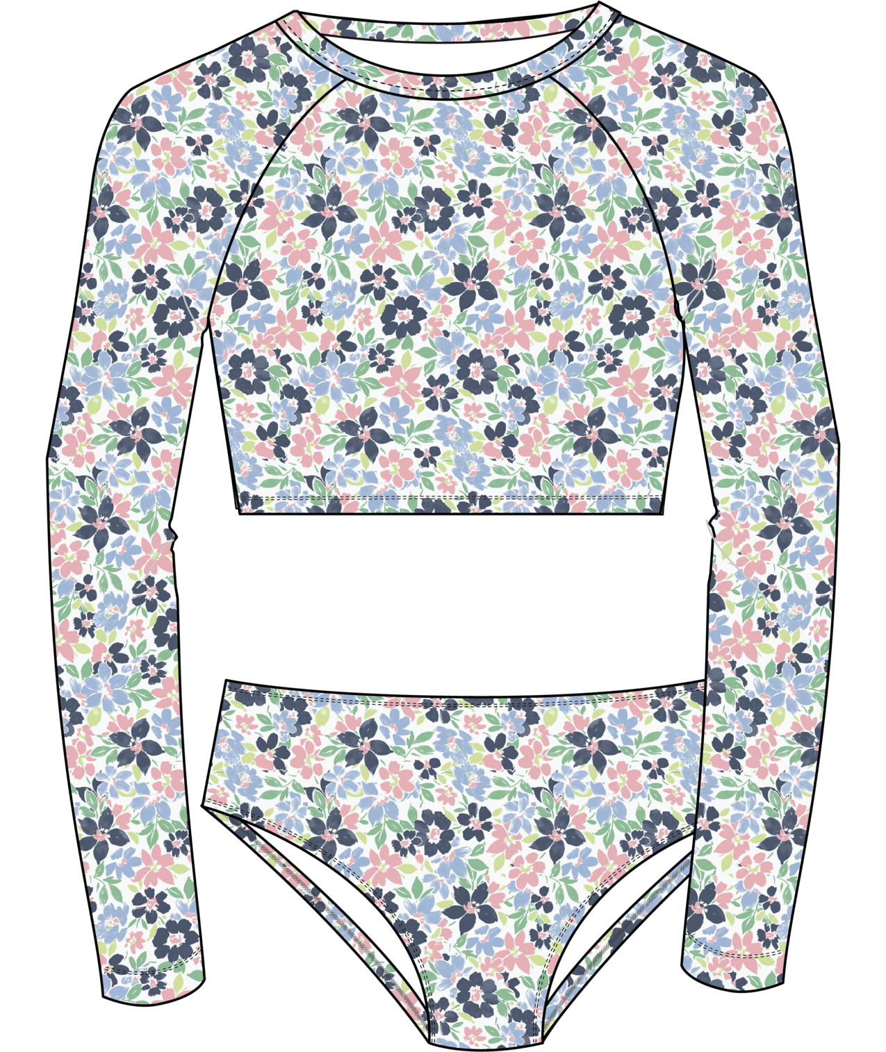 Roxy Dreamer Crop Top LS Girls Set