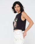 Rusty Slow Life Relaxed Womens Cropped Muscle Shirt